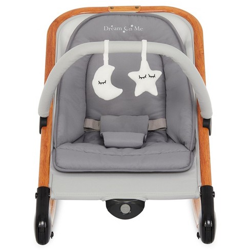 Dream On Me Rock With Me 2 in 1 Rocker And Stationary Seat Compact Portable Infant Rocker With Removable Toy Bar Rocking Chair Grey Target