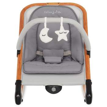 Dream On Me Rock With Me 2-In-1 Rocker And Stationary Seat, Compact Portable Infant Rocker with Removable Toy Bar Rocking Chair