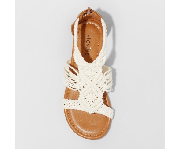 Girls' Mad Love Hangtight Crochet Braided Sandals - Cream 13