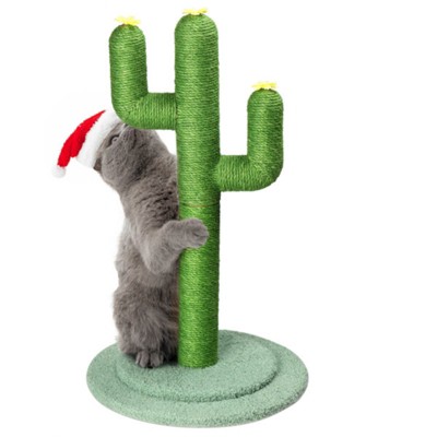 BENCMATE Pet Scratcher Playful Cactus Cat Scratching Post with Flower Toppers for Indoor Cats, Fun and Functional Pet Furniture, Green,