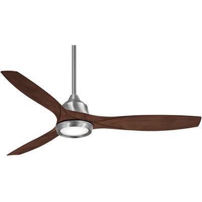 60" Minka Aire Modern Indoor Ceiling Fan with LED Light Remote Control Brushed Nickel Maple Wood for Living Room Kitchen Bedroom