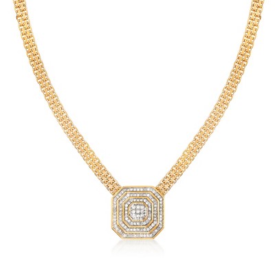 Ross-Simons 0.50 ct. t.w. Diamond Cluster Necklace in 18kt Gold Over Sterling