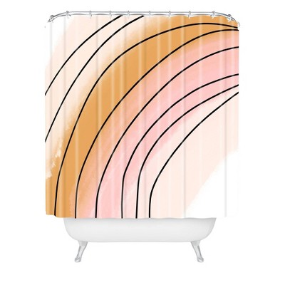 Aleeya Jones Watercolor Rainbow Shower Curtain Pink - Deny Designs