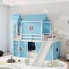 NicBex Twin Size Bunk Bed Castle Shape Loft Bed Pine Bed Frame with Movable Tower, Tent, Slide, Ladder and Guardrail, No Box Spring Required - 2 of 4