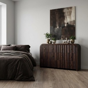 Modern Fluted 5 and 6 Drawer Dresser, Curved Profile Wood Storage Organizer for Bedroom, Living Room, Hallway - 1 of 4