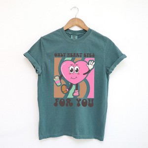 Simply Sage Market Women's Only Heart Eyes For You Short Sleeve Garment Dyed Tee - 1 of 4