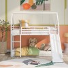 NicBex Bunk Bed Twin over Twin Classic House Shape Bed Frame with Guardrail ,Detachable Design Ladder and Slide, No Spring Box Required - 2 of 4