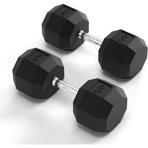 PVC Hex Dumbbell Weight Set, Exercise & Fitness Dumbbells for Muscle Toning, Strength Building & Full Body Workout, 50LBS Pairs - 1 of 4