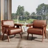 Black Faux Leather Chair, Mid-Century Accent Chair with 7-inch Thick Seat Cushion For Office, Study Room - 3 of 4
