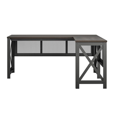 Hudson L Desk with Lift Top, Walnut