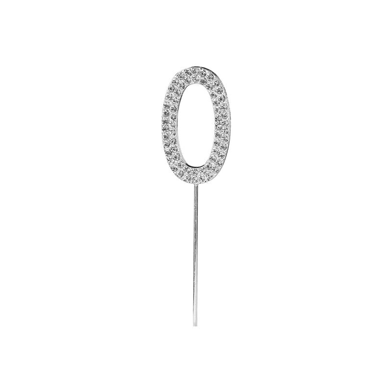 O'Creme Rhinestone Silver-Colored Number-0 Cake Topper 1-1/2 Inch, 2 of 3