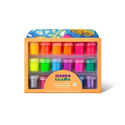 18ct Washable Tempera Paints Neon - Mondo Llama™