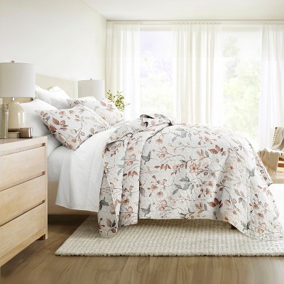 Becky Cameron Ultra-Soft Quilt Set – Lightweight Microfiber Coverlet in Russet Floral Pattern by Becky Cameron, Russet Floral Natural, Full/Queen — фото 2