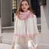 Anna-Kaci Women's Striped Scarf with Soft Cozy Fabric Two-Tone Design and Fringe Trim Detailing - 2 of 3