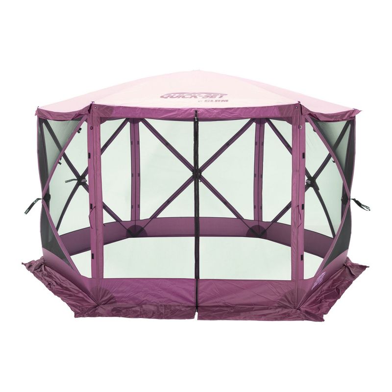 CLAM Quick Set Escape 11.5 x 11.5 Foot Portable Outdoor Canopy Shelter, Plum + CLAM Quick Set Screen Hub Tent Wind & Sun Panels, Plum (3 Pack), 5 of 7