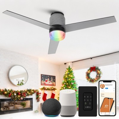 Parrot Uncle 52" Modern Black Smart LED Ceiling Fan with Light and Remote