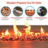 SereneLife Propane Gas Fire Pit Table 50,000 BTU Stainless Steel Burner with Lava Rock - 54.33" x 27.95" x 13.78" - 4 of 4