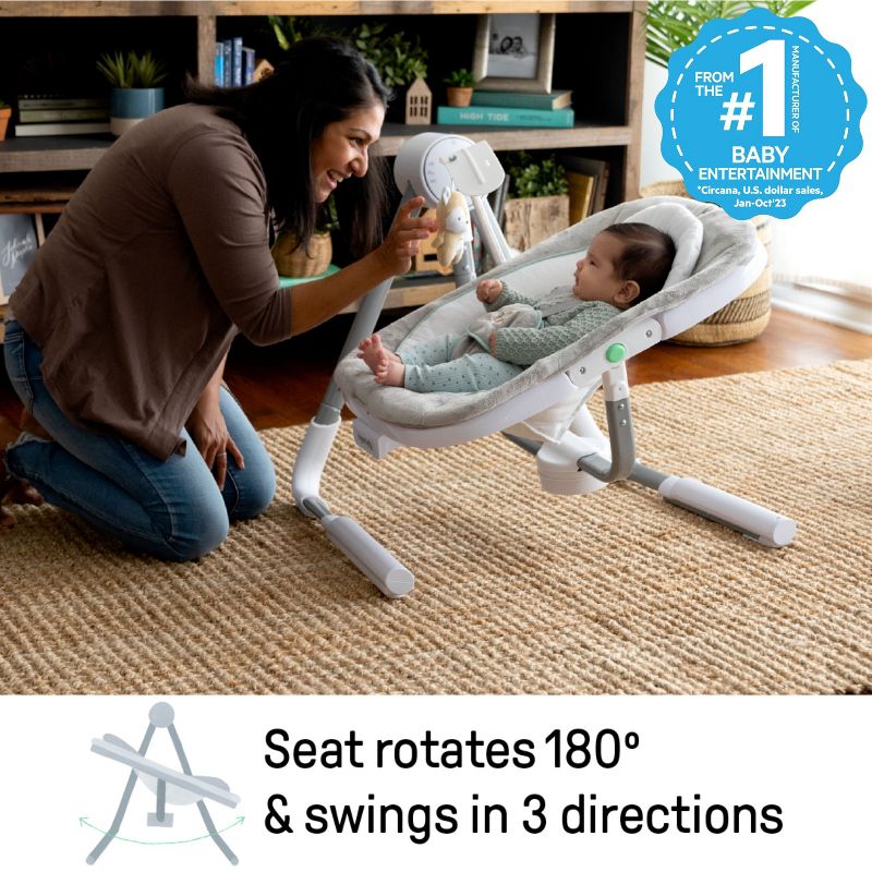 Ingenuity AnyWay Sway Multi-Direction Portable Baby Swing - Ray, 4 of 17