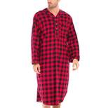 Men's Soft Cotton Flannel Sleep Shirt, Long Henley Night Shirt Pajamas