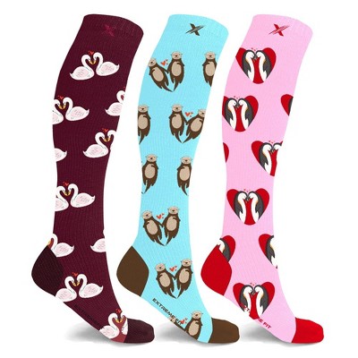 Extreme Fit Fun And Love Comfortable All Day Wear Compression Socks - 3  Pair - Large/x-large : Target