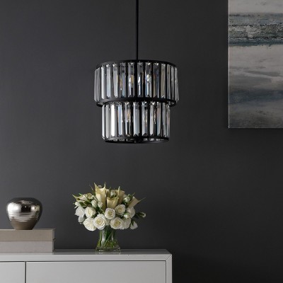Shimmering Decadence 53'' Tiered Black Crystal Plug-in Chandelier