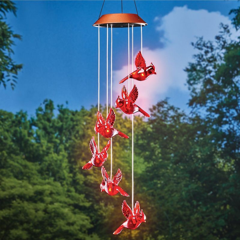 Collections Etc Sparkling Solar Hanging Cardinal Outdoor Garden Mobile 5 X 5 X 30 Red, 2 of 4
