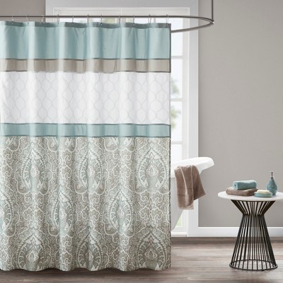 aqua and grey shower curtain