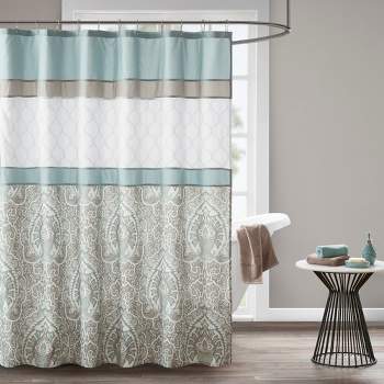 Stacie Embroidered Shower Curtain Seafoam - 510 Design