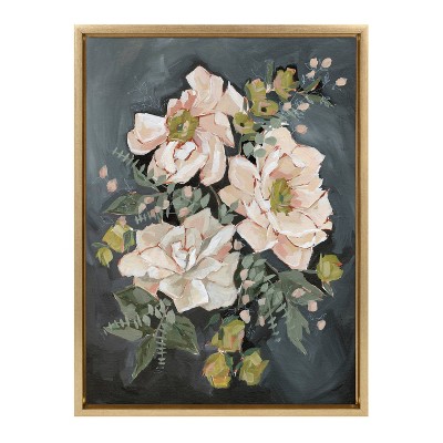 Gold Framed Floral Canvas Print, 18 x 24 Inch