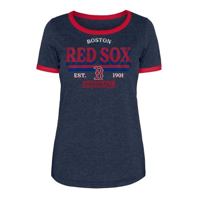 Mlb Boston Red Sox Women's Heather Bi-blend Ringer T-shirt : Target