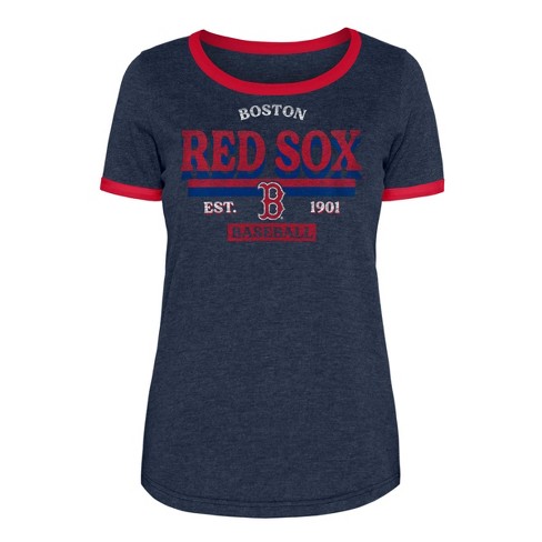 MLB Boston Red Sox Women's Heather Bi-Blend Ringer T-Shirt - XS