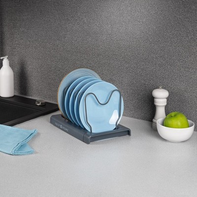 Expandable Gray Metal Pot and Pan Organizer Rack