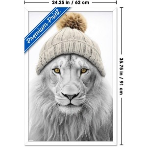 Trends International Sasha - Lion In Winter Framed Wall Poster Prints - 1 of 4
