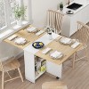 Drop Leaf Dining Table for 4, Space Saving Foldable Kitchen Table with 2 Storage Shelf for Small Spaces, Movable Kitchen Table with 6 Wheels - 3 of 4