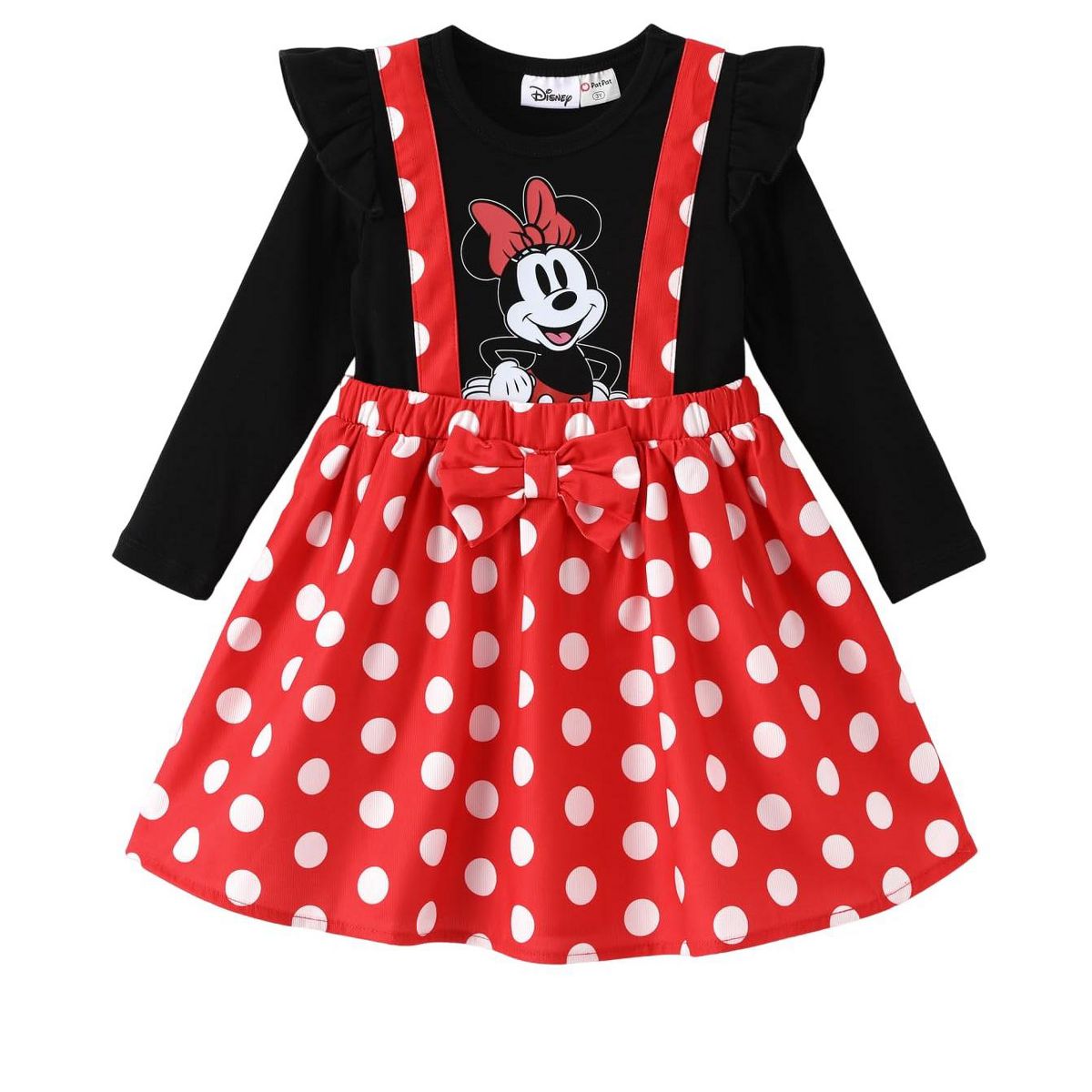PatPat Disney Minnie Frozen Gwen Princess Jessie Toddler Girl Overall Dress Official Licensed, Fixed Suspender, Ruffle Top, Elastic Waist Plaid Floral