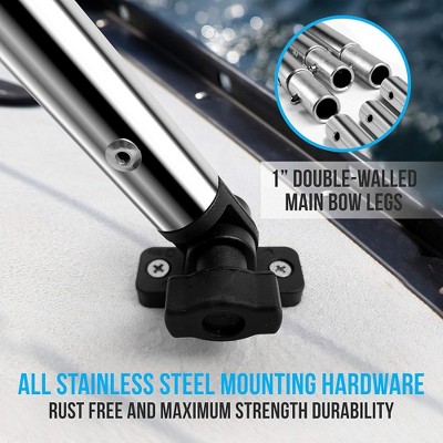 Navy Blue Marine-Grade Polyester 3 Bow Bimini Top with Aluminum Frame