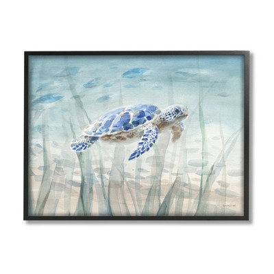 Stupell Industries Baby Sea Turtle Blue Speckled Aquatic Animal Ocean