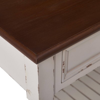 Farmhouse Antique White Wood Console Table with Storage