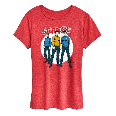 Women's - Star Trek - Galaxy Captain Kirk Spock Crew Short Sleeve Graphic T-Shirt