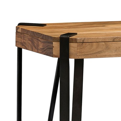 Ryegate 52" Natural Acacia Wood and Metal Media Console with Storage