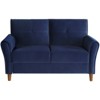 Dunleith Modern Contemporary Velvet Tufted Loveseat in Blue and Walnut - Lexicon - 2 of 4