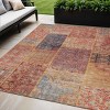 Red Orange And Blue Patchwork Washable Indoor Outdoor Area Rug - 2 of 4