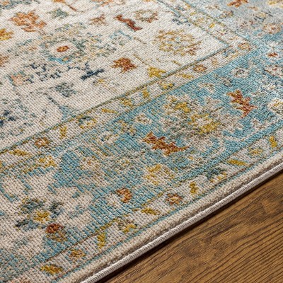 Dasaki Pale Blue and Beige Wool Traditional Area Rug 3'11" x 5'7"