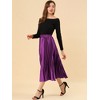 INSPIRE CHIC Women's Party Elastic Waist Metallic Shiny Accordion Pleated Midi Skirt - 4 of 4