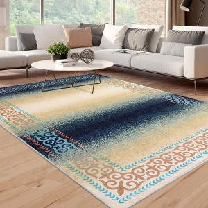 Pearl Velvet Cotton TPR Washable Foldable Printed Carpet - Border - Thoreau with Home Decor, - 1 of 4