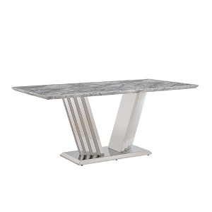 Dolonm 70-inch Modern Faux Marble Dining Table with Stainless Steel Base for 6 - 1 of 4