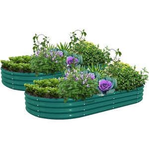Galvanized Steel Oval Outdoor Raised Garden Beds Anti-Rust Metal Planter Box for Garden (2-Pack) - 1 of 4