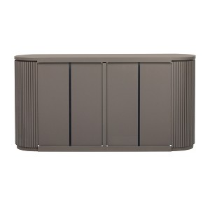 Vynxaria Vertical Striped Door Storage Cabinet - Metal Handles, Adjustable Shelves, for Study/Entryway/Living Room - 1 of 4