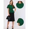 Allegra K Women's Round Neck Flutter Sleeve Belted Waist Office Peplum Blouse - 2 of 4