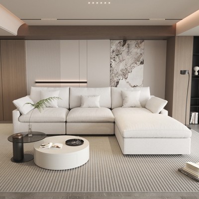 WJShome Cloud Couch Modular Sectional Sofa,119.29" L Shaped Couch,Convertible Wide Seater,3 Seater With 1 Ottoman,Covers Washable&Replaceable